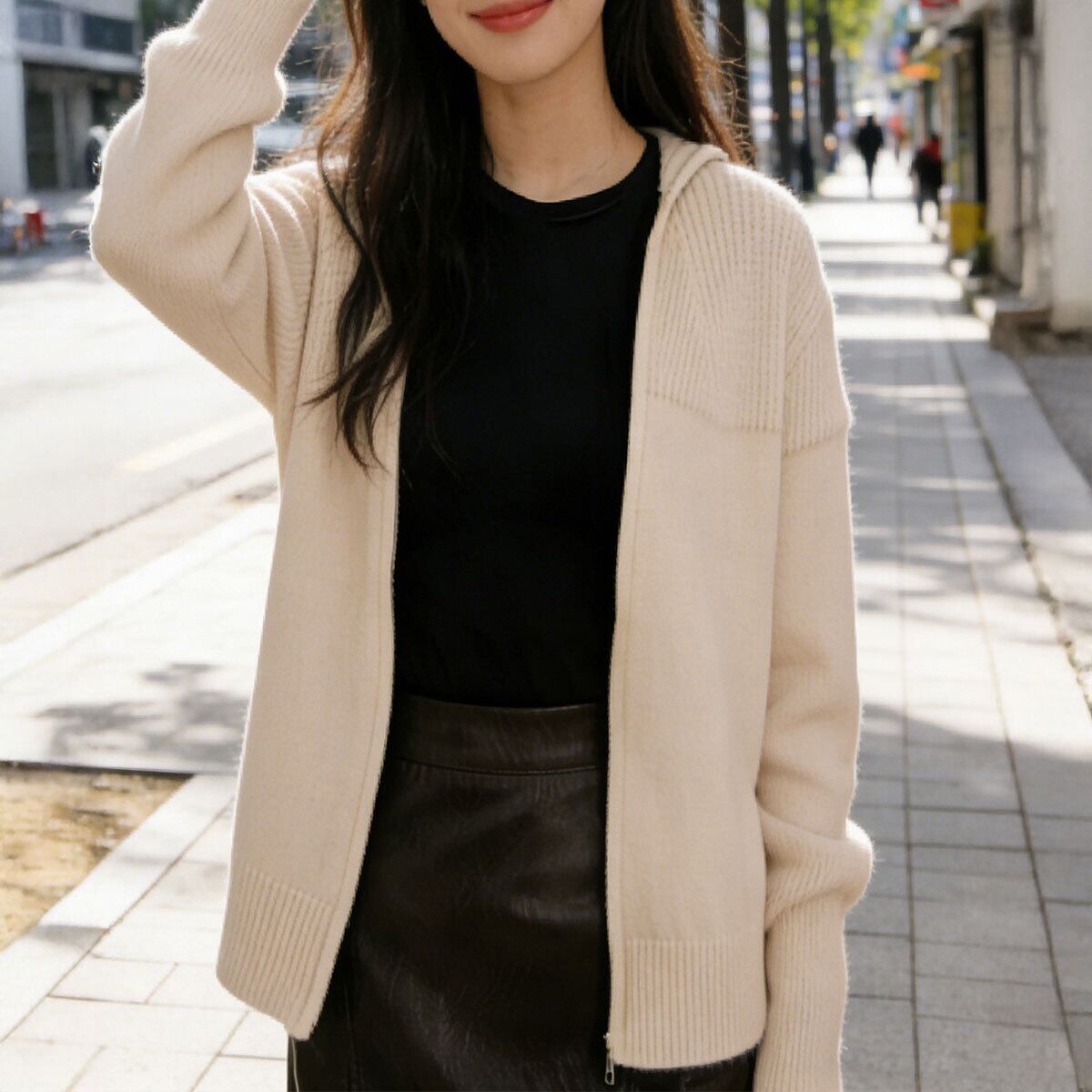 ニット カーディガン 長袖 アウター レディース 春秋冬 羽織り 大人 きれいめ シンプル おしゃれ ゆったり リラックス フード付き ニットアウター 通勤 通学 大人可愛い 大人女子