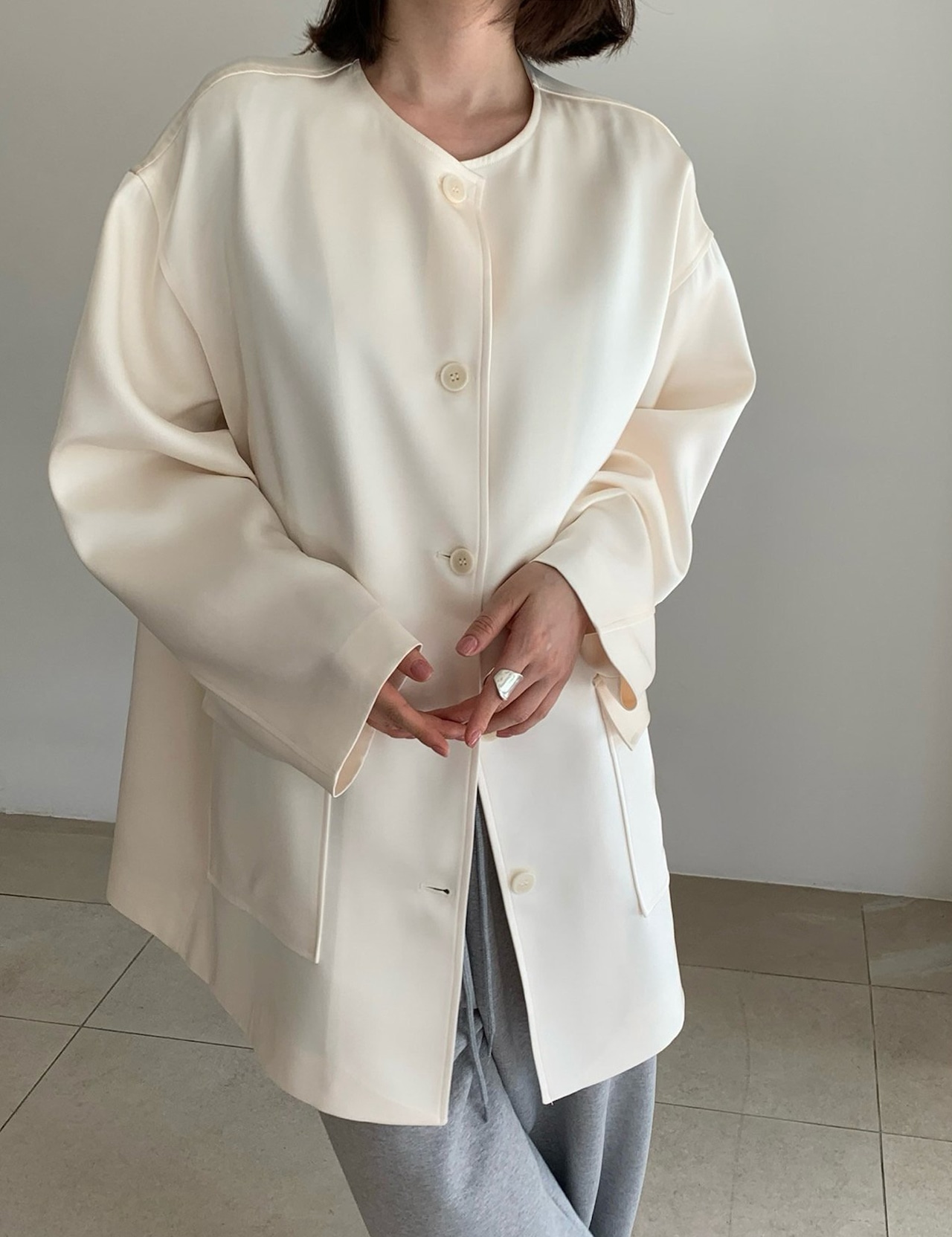 【新作5%OFF・3日間】Satin Single Jacket_2colors