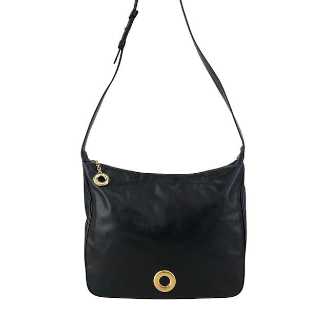 CELINE セリーヌ ショルダーバッグ ブラック ロゴサークル レザー vintage ヴィンテージ オールド mkxe53