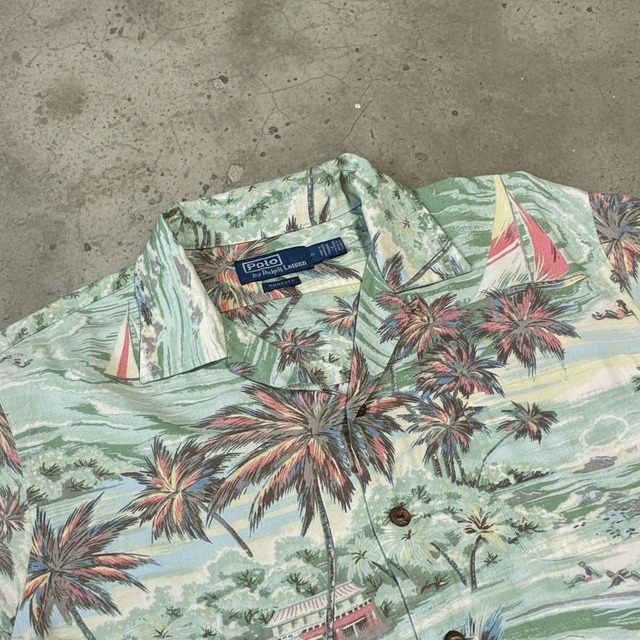 ［難有り］Polo Ralph Lauren レーヨン アロハシャツ ラルフローレン