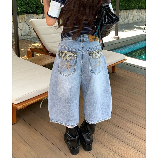 leopard-accented cropped denim　レオパードポイントクロップドデニム　J2076