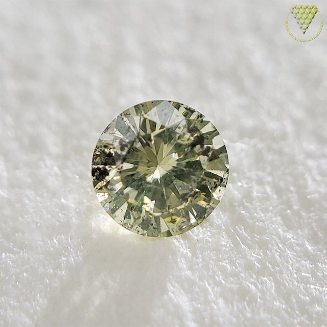 0.078 ct Fancy Light Graysh Greenish Yellow I1 AGT 天然 イエロー ダイヤモンド ラウンド シェイプ