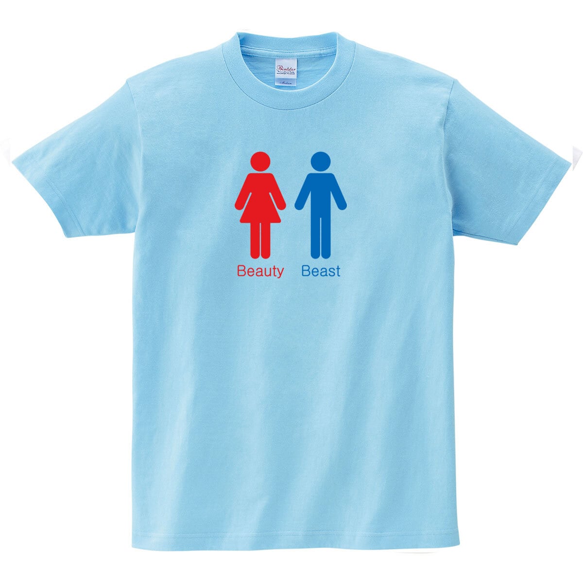 美女と野獣 おもしろ Tシャツ os29 トイレマーク  MEN WOMEN Beauty Beast