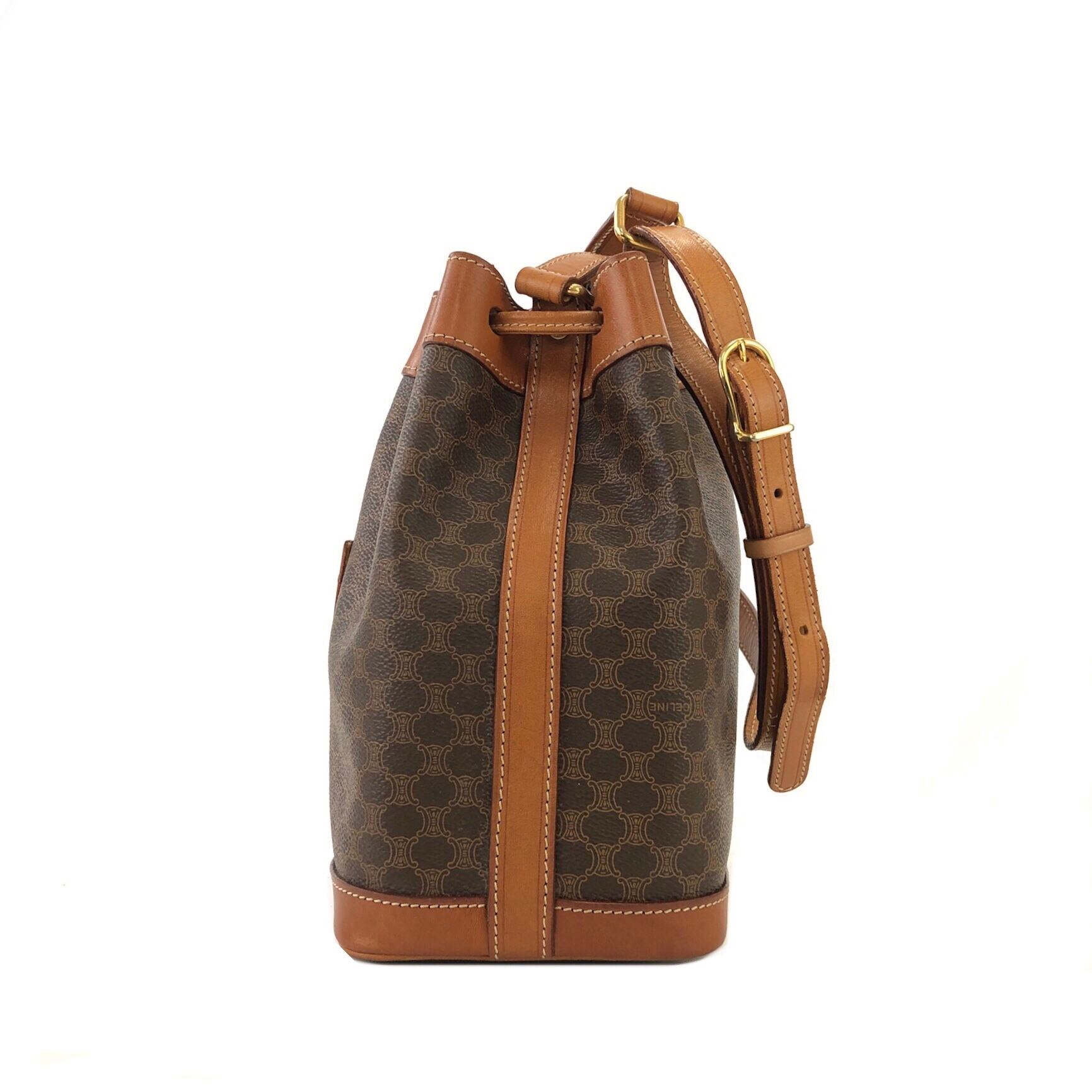 CELINE セリーヌ マカダム ブラゾン型押し 巾着 ミニバッグ CELINE セリーヌ マカダム ブラゾン型押し 巾着 ミニバッグ
