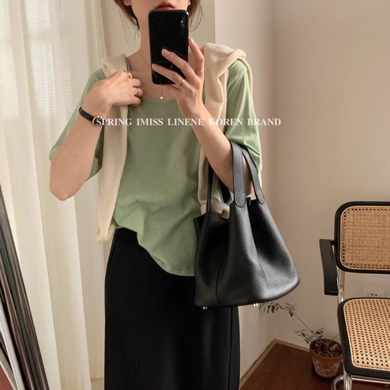 カラーソリッド ベーシックTシャツ ソリッドカラー ビッグFスモールZ韓国97438622447