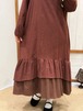 3色/ハーフボタンフリルロングワンピ ・12642