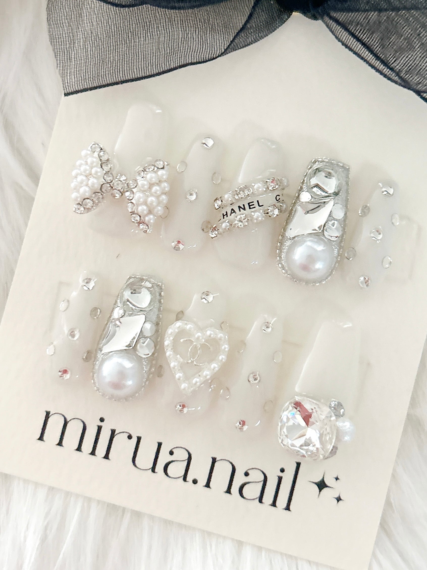 size order】ネイルチップ 即納 ホワイトネイル シャネル | miruanail