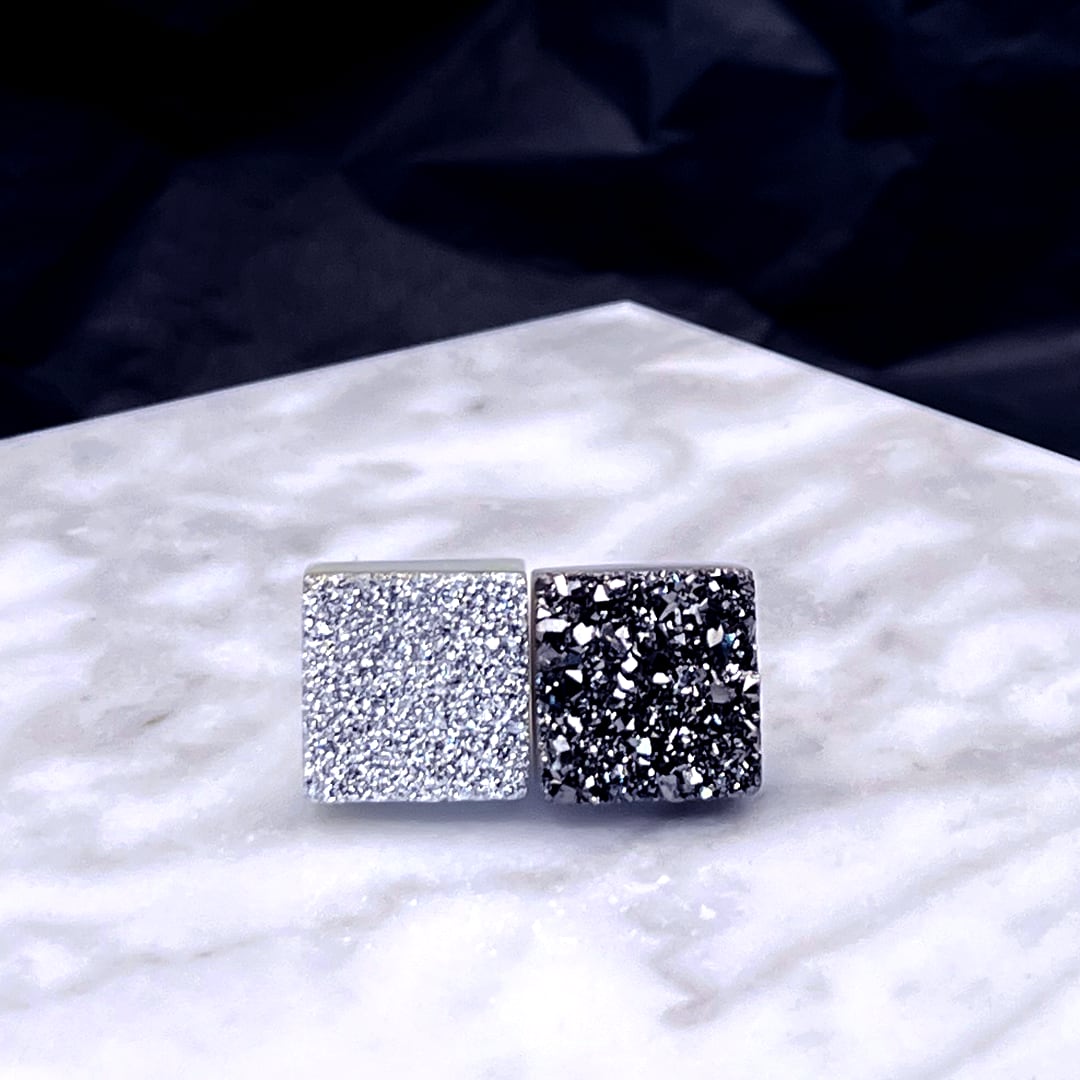 ドゥルージーアゲート スクエア ピアス / mineral square 【金属