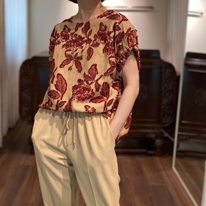 jacquard blouse beige/red