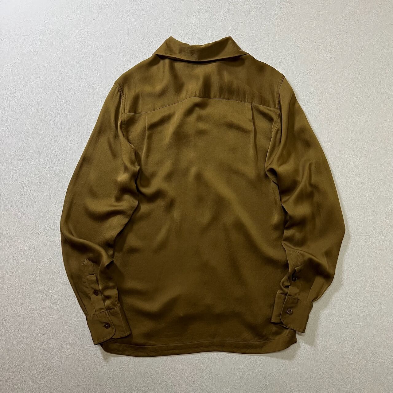 RALPH LAUREN シルク 開襟 オープンカラー 長袖シャツ ラルフローレン