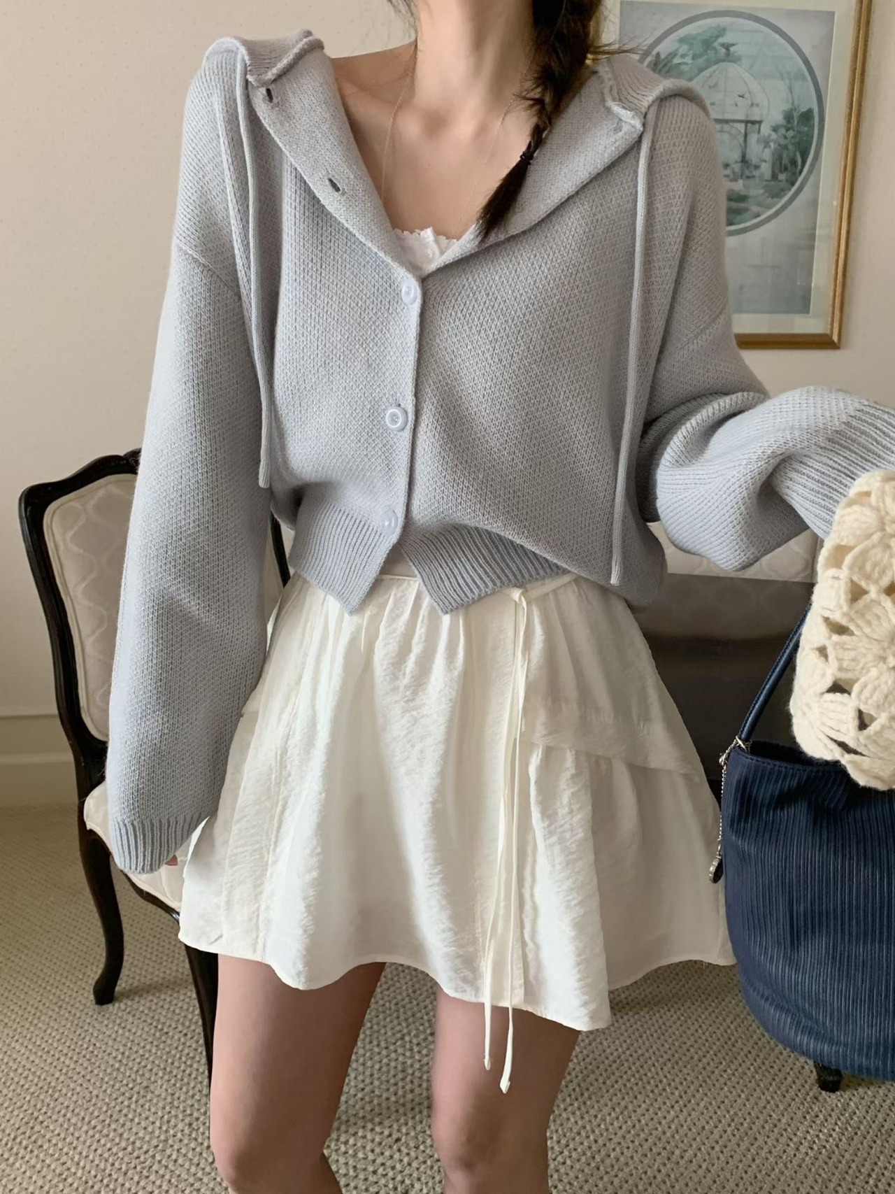 (予約) mellounge  / Judy hood cardigan 3color