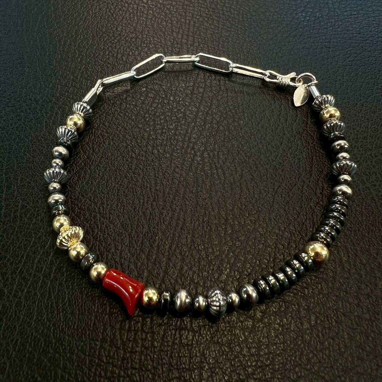 ブライト（Bright）ブレスレット（Wave S Hematite) 血赤珊瑚 17〜22cm - 1