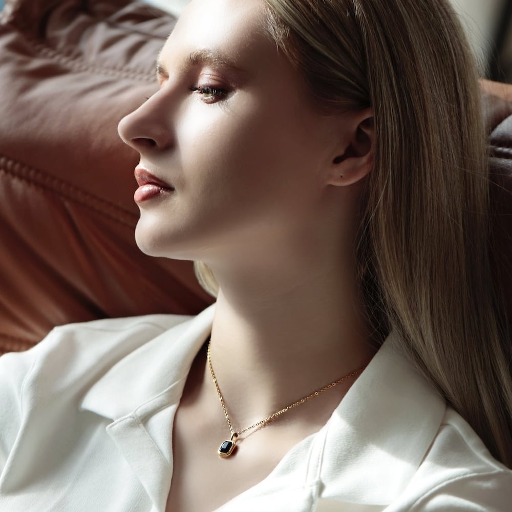 316L black stone necklace #N99 | loseford 316L black stone necklace #N99 | loseford