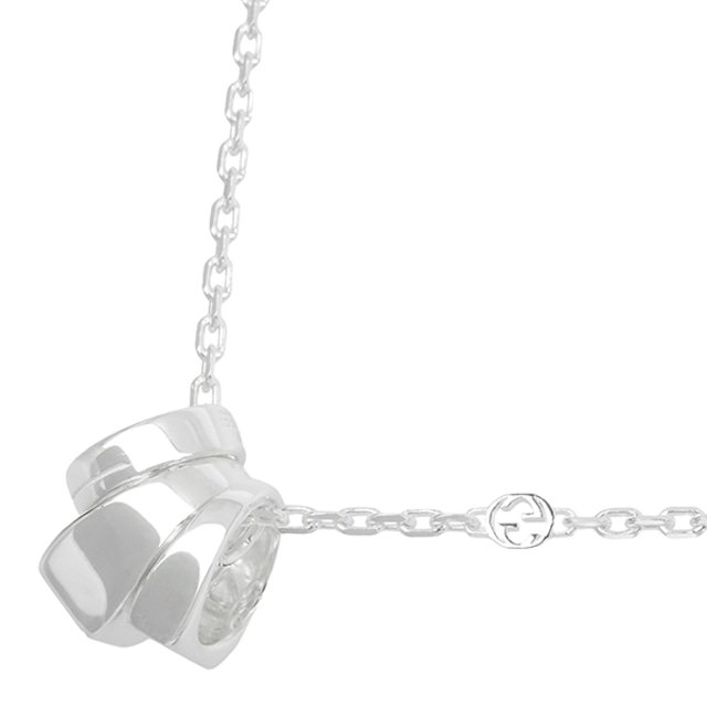 New GUCCI グッチ アクセサリー ダイアゴナル インターロッキングG ネックレス シルバー SV925 ペンダント 小物 新品