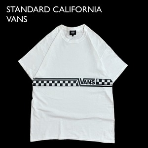 【VANS＋STANDARD CALIFORNIA】コラボ　Tシャツ ロゴ 両面プリント バックプリント ブロックチェック 白t L 半袖 ヴァンズ スタンダードカリフォルニア古着