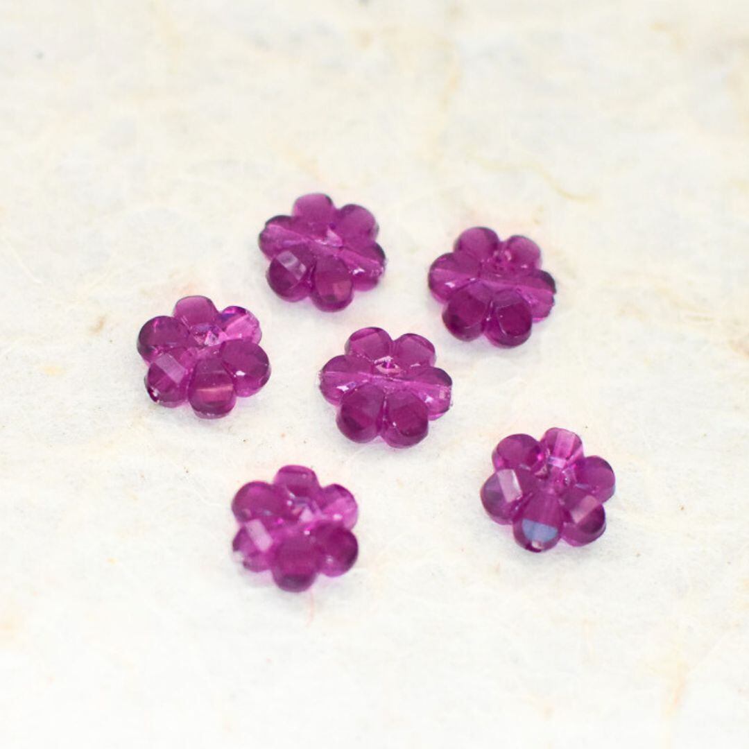 6個セット ドイツ製アクリルチャーム お花の形 パープル | チェコ