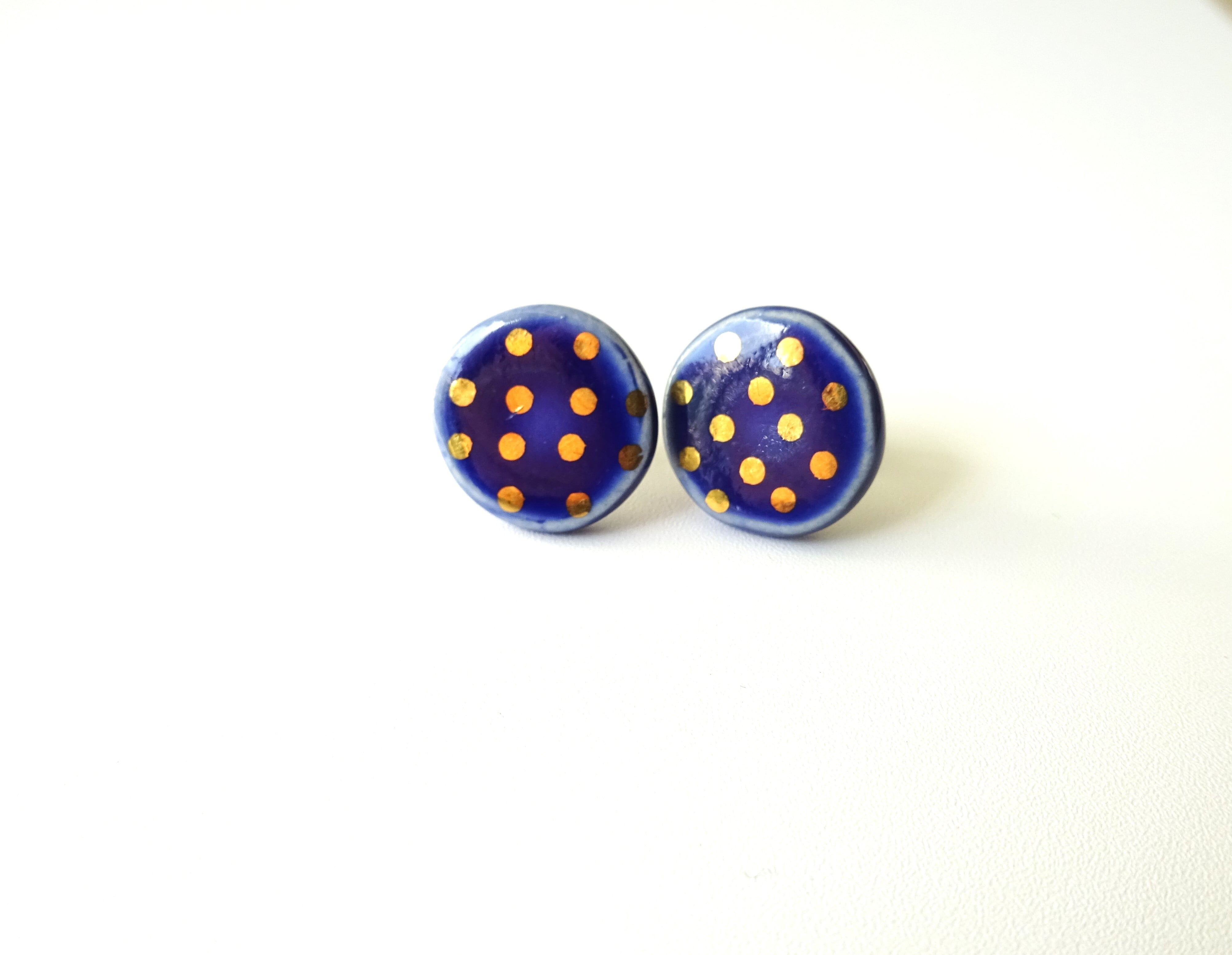 金彩dot round pierce／earring（青）