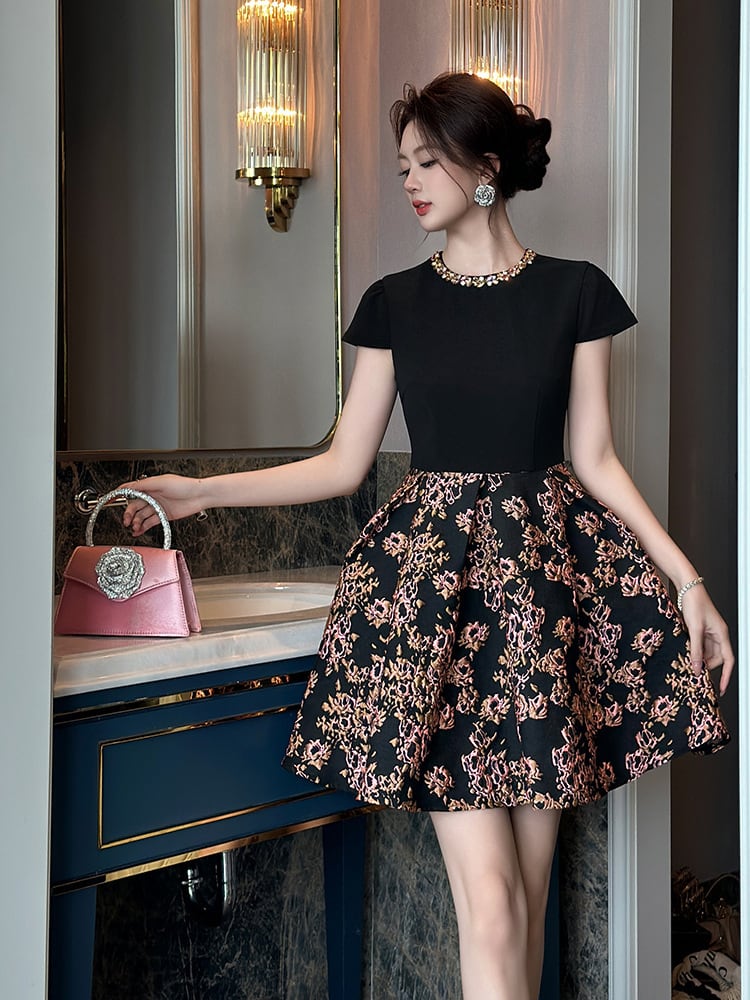 dress】ジャカードドッキングデートワンピース M31560 | nanastyle