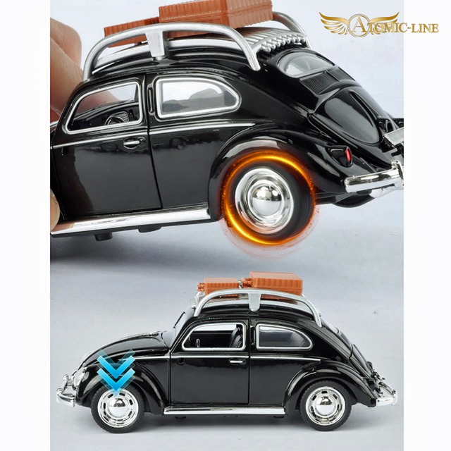フォルクスワーゲン Beetle ビートル 1/32 ミニカー 全4色 ライト点灯 エンジンサウンド 合金モデル 模型 ジオラマ