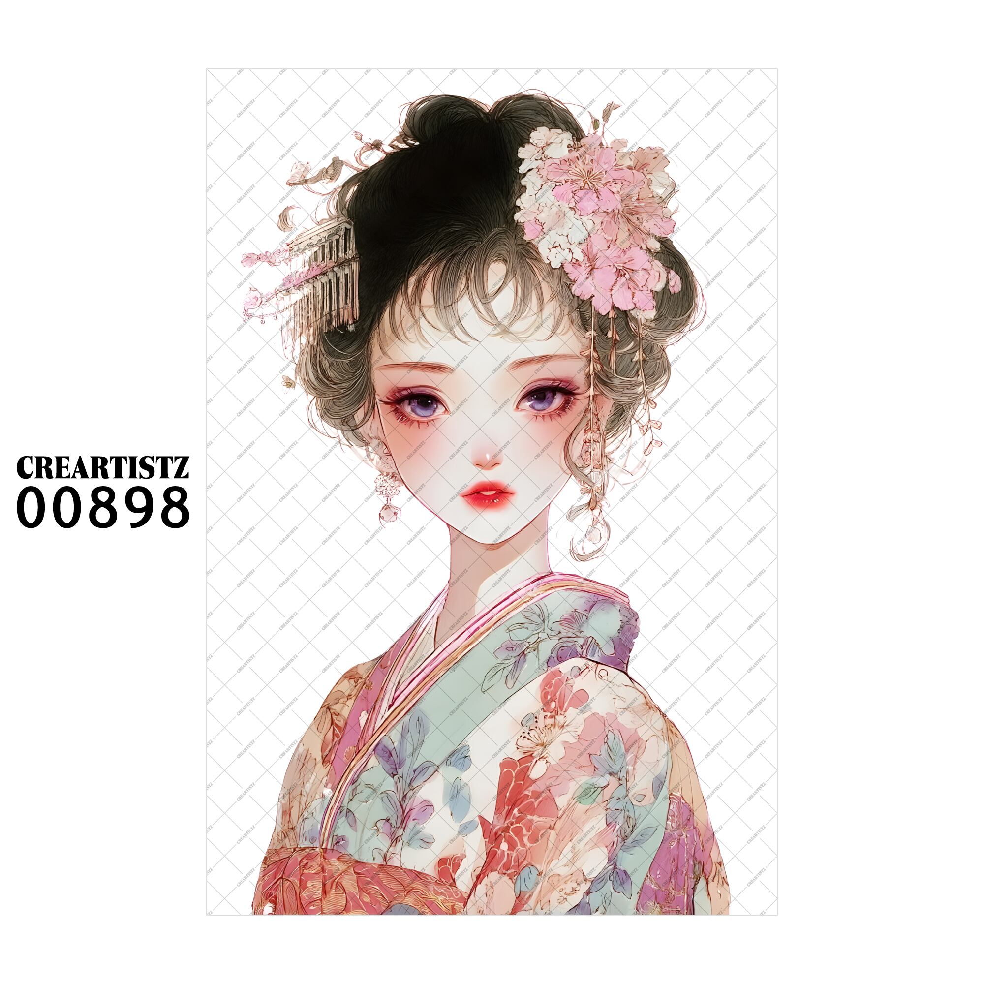 00898 ガール キュート オリジナル ペーパー/ステッカー 4枚セット CREARTISTZ