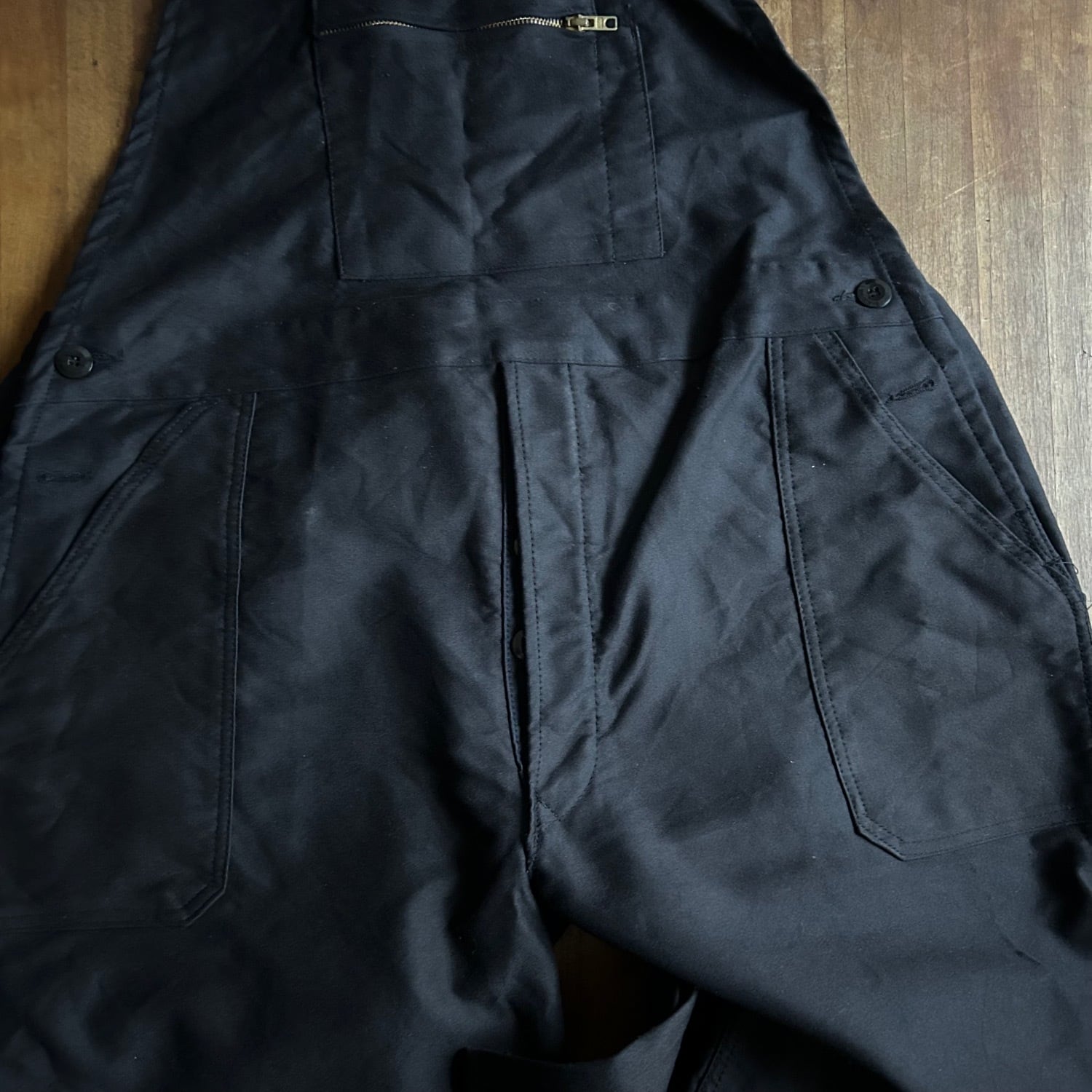 フランス ブラックモールスキン オーバーオール(DEAD STOCK) 80's