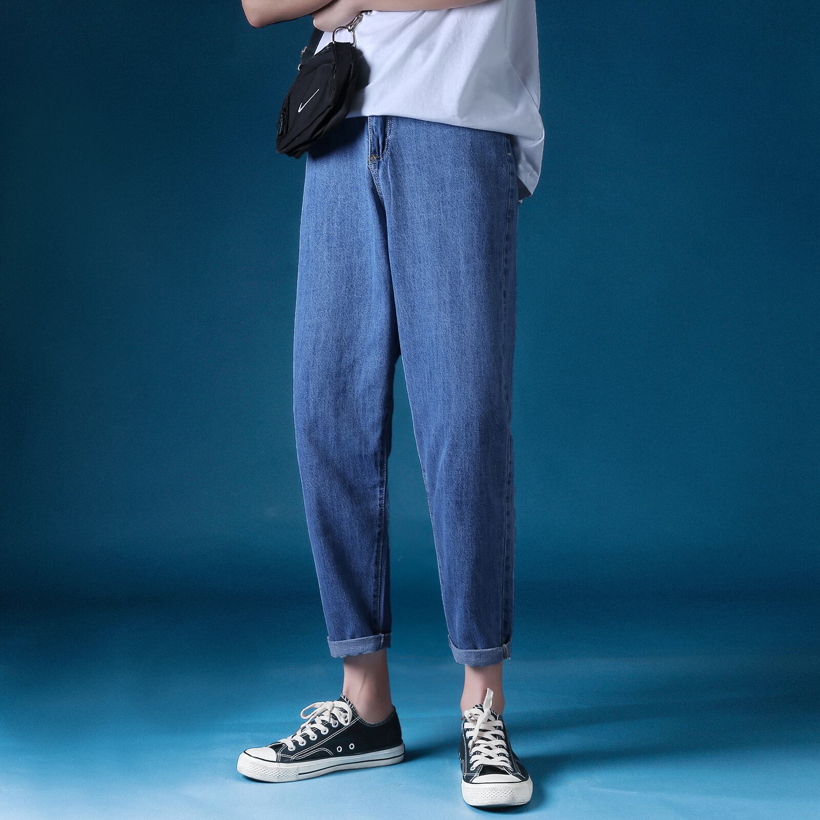 全2色 デニム パンツ ストレート カジュアル シンプル 無地