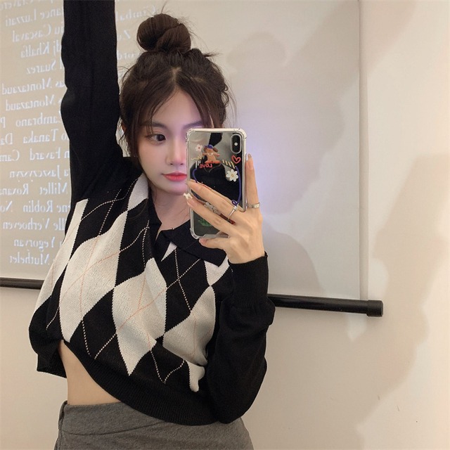 オータムスリム格子柄セーター ウィンターカラーロングジャケット 長袖 秋物 冬物 1号婦人38042724083