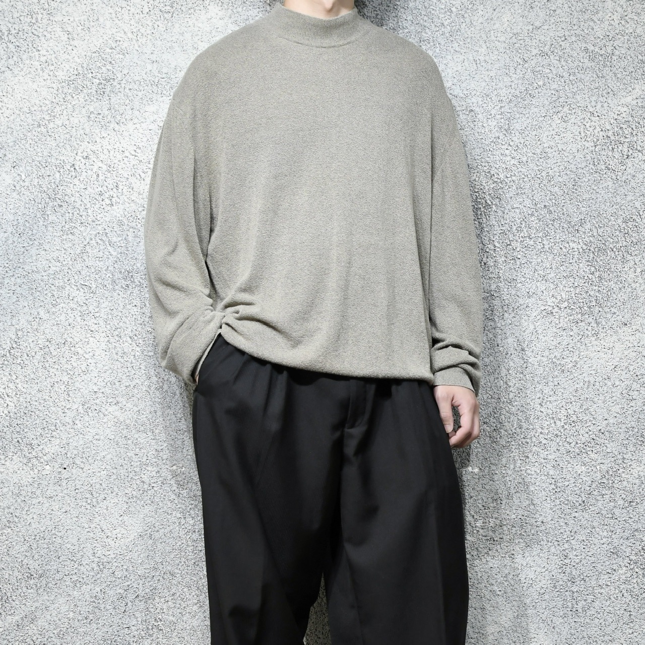 cotton rayon mock neck knit