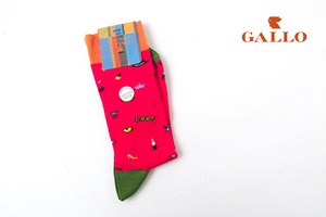 ガッロ｜GALLO｜クルー丈ソックス｜AP507627｜ＬＯＶＥ PATTERN EXTRA-LIGHTWEIGHT COTTON