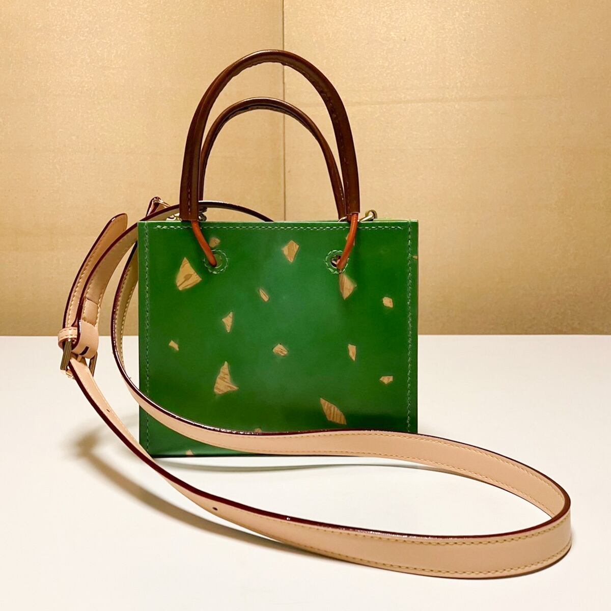 撒糊染め ミニトート ［緑］ | Leather & Silk AKIITO