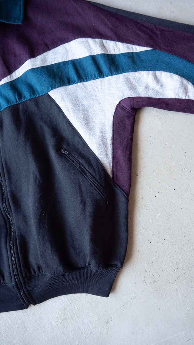 "SPRINT" '90s vintage Color block zip top sweat