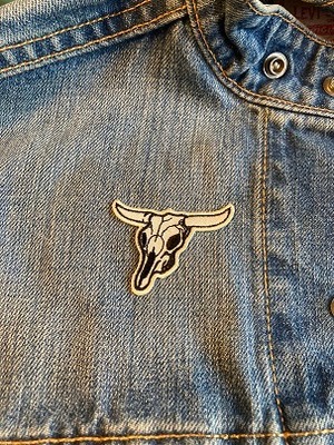 ロングホーンスカルボーン デザイン　 アップリケ　パッチ　FD9002