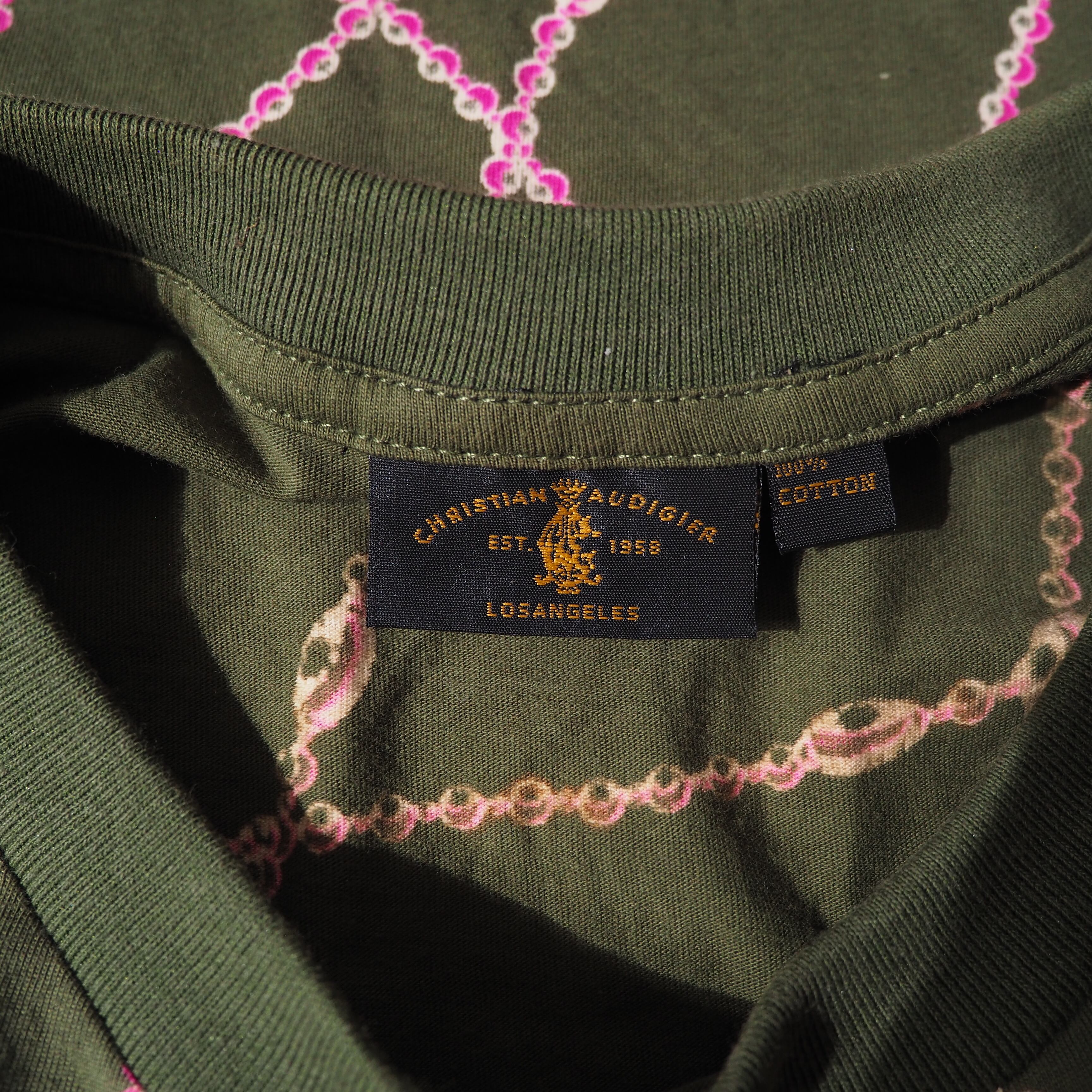 ” Christian Audigier ” rhine stone prayer printed Tee