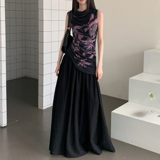 Draped floral print setup　V2408