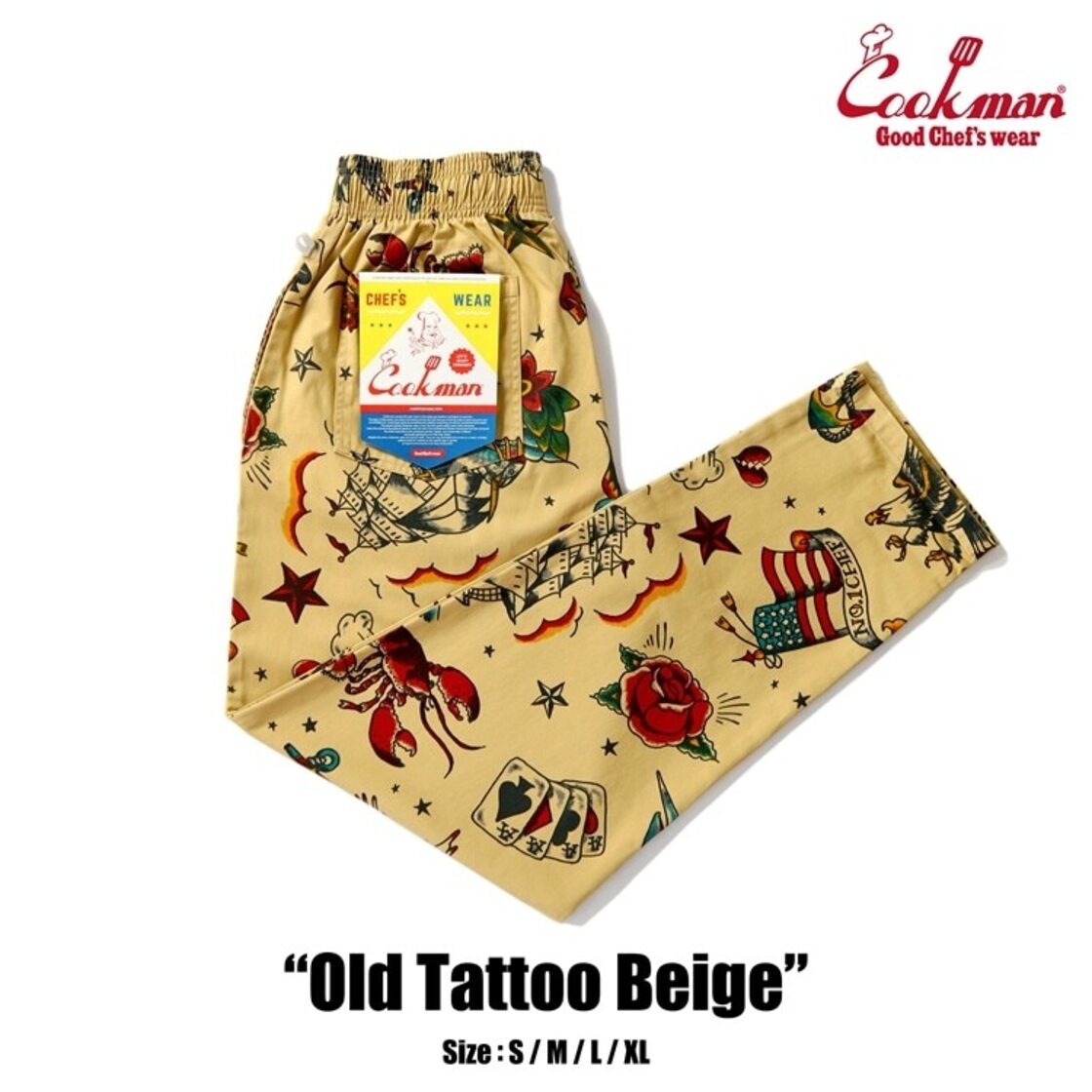 COOKMAN Chef Pants Old Tattoo BEIGE | PAY ID