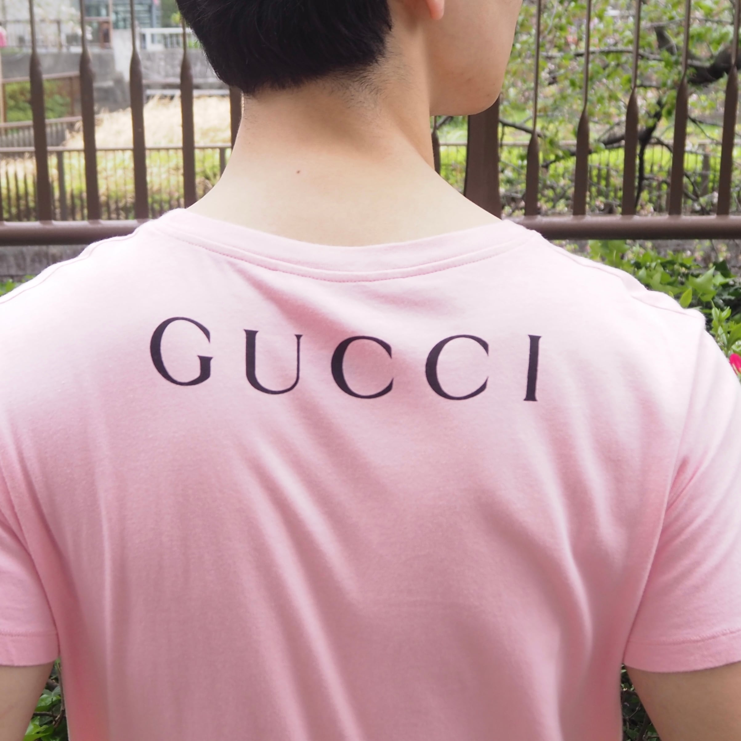 GUCCI Elton John T-shirt エルトンジョン コットン ピンク ブラック T