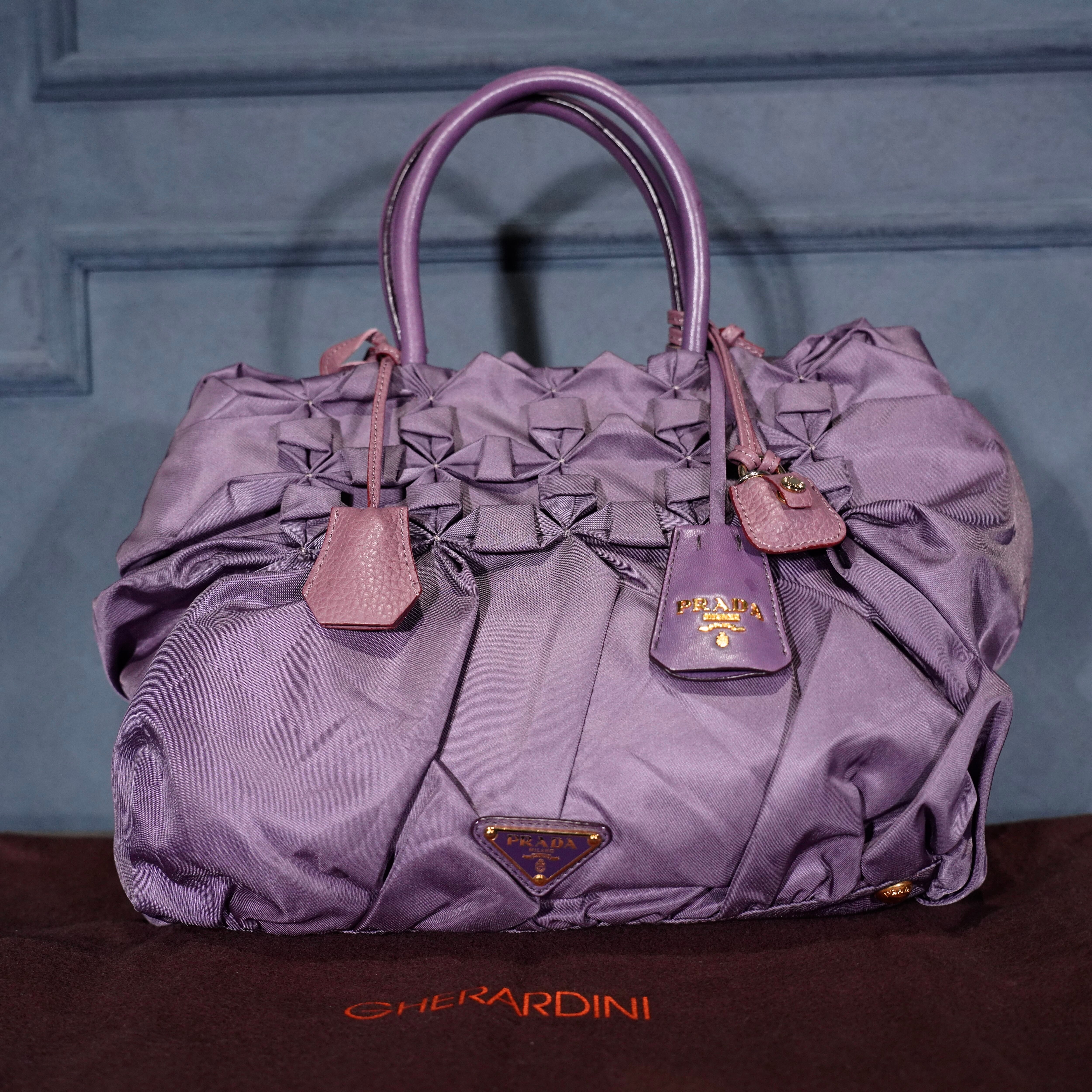 PRADA LOGO GATHER DESIGN NYLON HAND BAG/プラダロゴギャザーデザイン