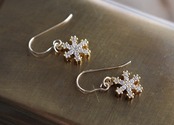 雪の結晶<キュービックジルコニア>のピアス(K14GF)