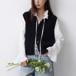 front button knit vest 14262