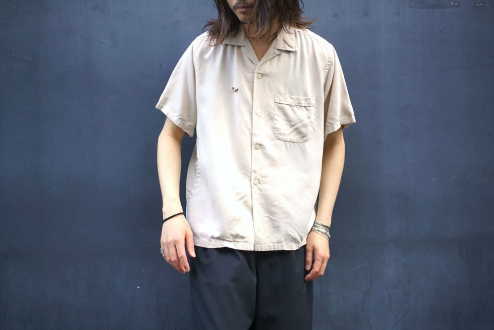 トップス 1960's USA Rayon open collar shirt Palm Springs] Vintage S/S Open Collar Rayon Shirt [1960s