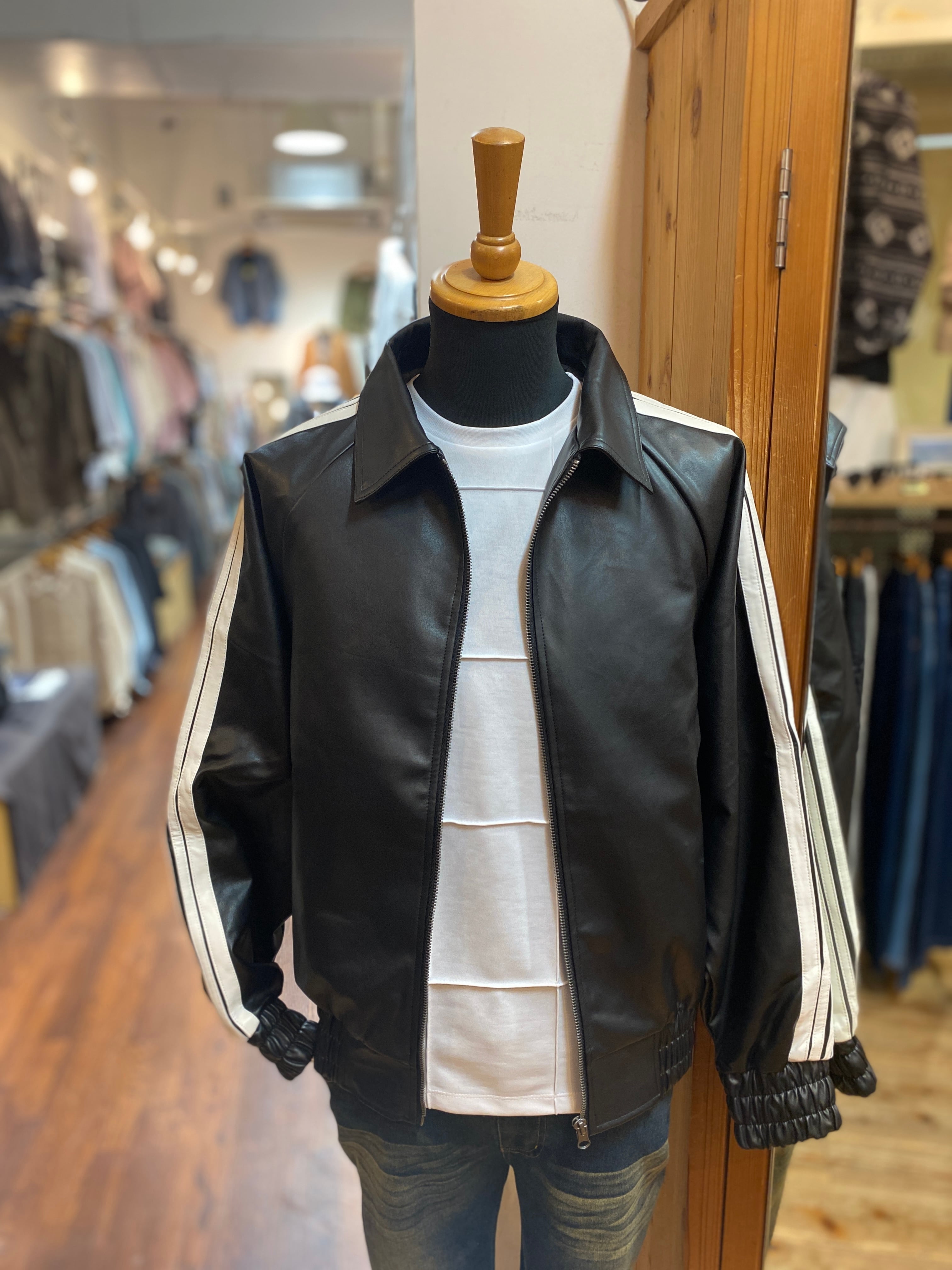 U.S.BOARDER PUサイドブルゾン レザーラインジャケット Black U.S.BOARDER PUサイドブルゾン レザーラインジャケット Black