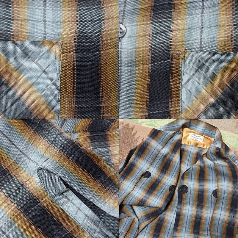 60s~ ARROW Hunter Checks Shadow Plaid Rayon Shirt (M 60s~ ARROW Hunter Checks Shadow Plaid Rayon Shirt (M