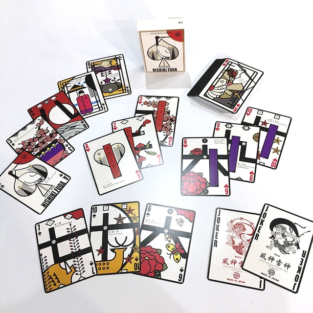 トランプ 花札 株札として遊べるプレイングカード 56枚入り Nishiki 錦絵を身近に