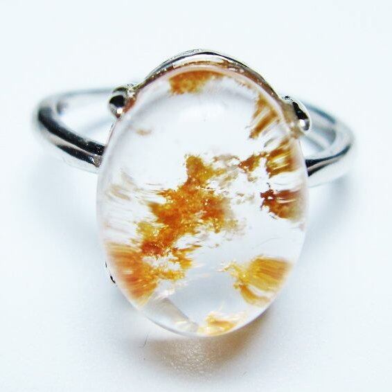 ガーデンクォーツ 指輪 ガーデン水晶 リング フリーサイズ 17号 一点物 メール便可 [M便 1/20] 115-6978