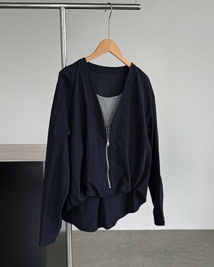 ジップフロントVネックシャツジャケット 3color A1003
