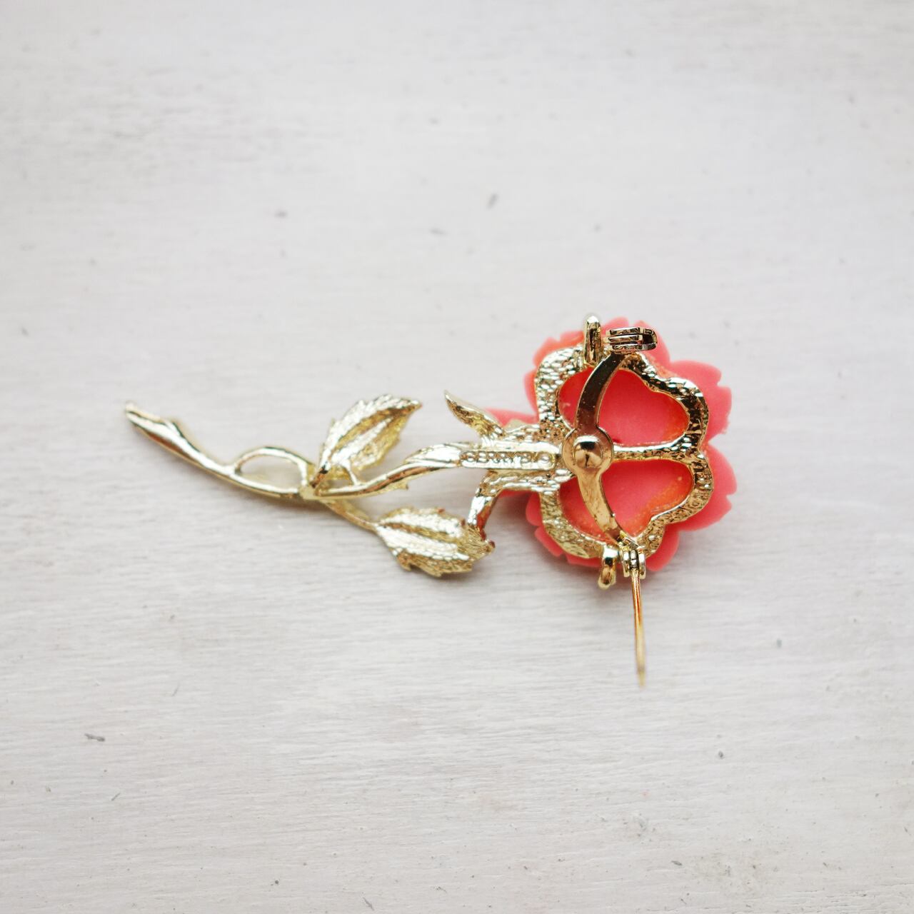 アメリカ製 1970s Gerry's(ゲーリーズ) ピンクローズ ブローチ