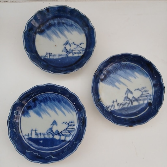 骨董 染め付け 豆皿 3枚