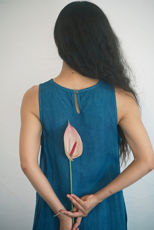 Indigo Dyed Linen Top