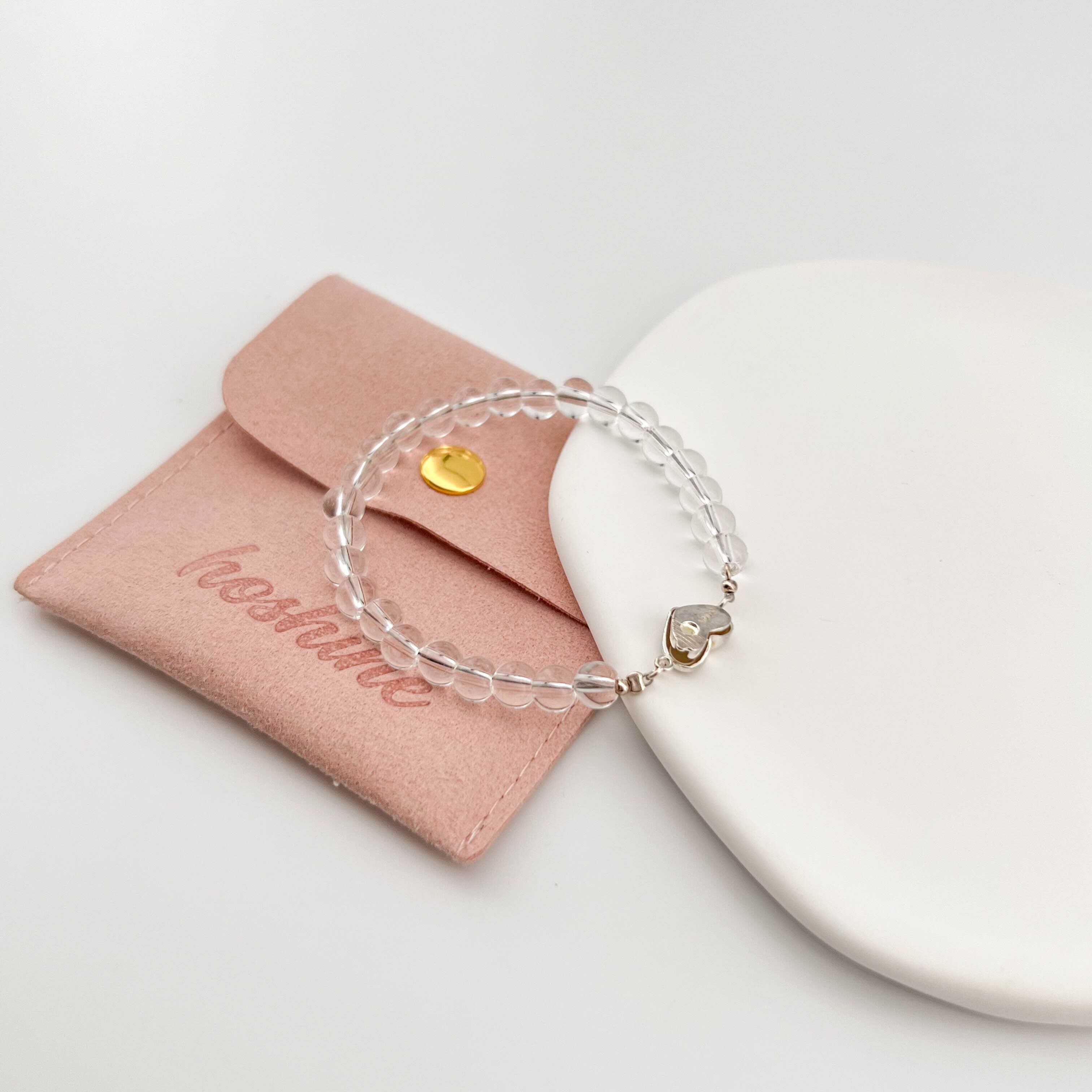 天然透明クリスタル×Silver925ハートモチーフブレスレット