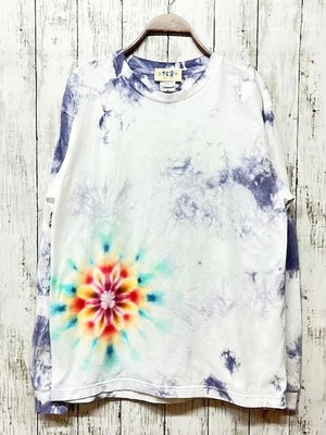 タイダイ染め Tie-dye 長袖Tシャツ　Mサイズ 　曼荼羅 　グレー　ムラ染め HD20-97